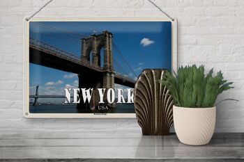 Panneau de voyage en étain, 30x20cm, New York, USA, pont de Brooklyn 3