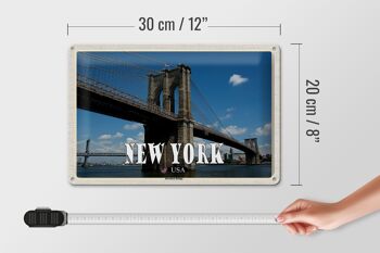Panneau de voyage en étain, 30x20cm, New York, USA, pont de Brooklyn 4