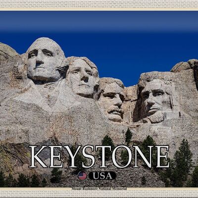 Cartel de chapa de viaje 30x20cm Keystone USA Mount Rushmore Memorial