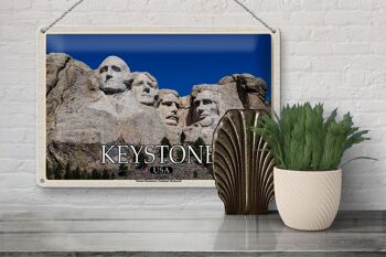 Panneau de voyage en étain, 30x20cm, Keystone USA, mémorial du mont Rushmore 3