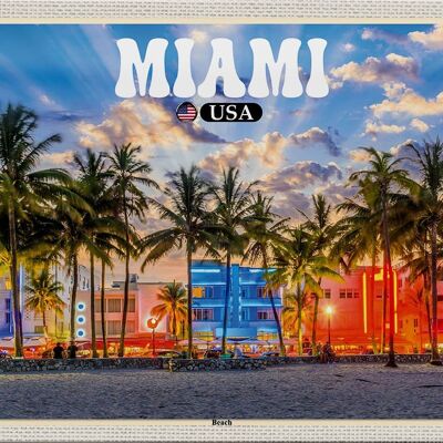 Blechschild Reise 30x20cm Miami USA Strand Palmen Urlaub