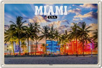 Signe en étain voyage 30x20cm, Miami USA plage palmiers vacances 1