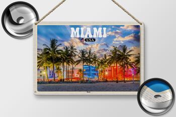 Signe en étain voyage 30x20cm, Miami USA plage palmiers vacances 2