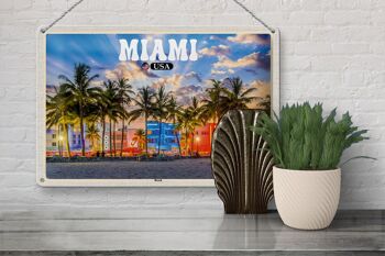 Signe en étain voyage 30x20cm, Miami USA plage palmiers vacances 3