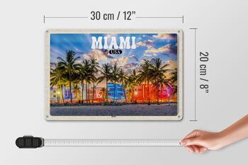 Signe en étain voyage 30x20cm, Miami USA plage palmiers vacances 4