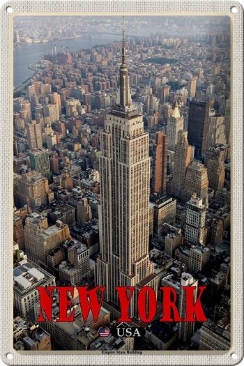 Panneau en étain voyage 20x30cm, New York Empire State Building Dko 1