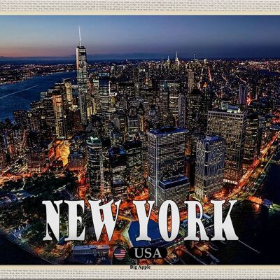 Targa in metallo da viaggio 30x20 cm New York USA Grattacieli della Grande Mela