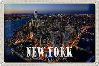 Panneau de voyage en étain, 30x20cm, New York, USA, gratte-ciel Big Apple 1