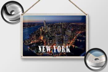 Panneau de voyage en étain, 30x20cm, New York, USA, gratte-ciel Big Apple 2