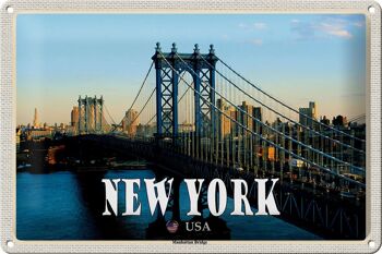 Panneau de voyage en étain, 30x20cm, New York, USA, pont de Manhattan 1