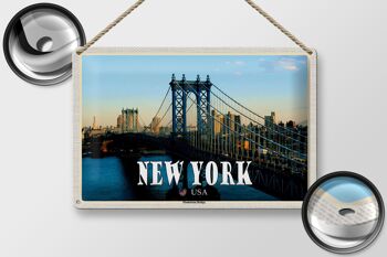Panneau de voyage en étain, 30x20cm, New York, USA, pont de Manhattan 2