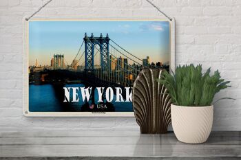Panneau de voyage en étain, 30x20cm, New York, USA, pont de Manhattan 3