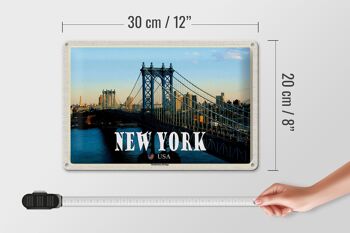 Panneau de voyage en étain, 30x20cm, New York, USA, pont de Manhattan 4