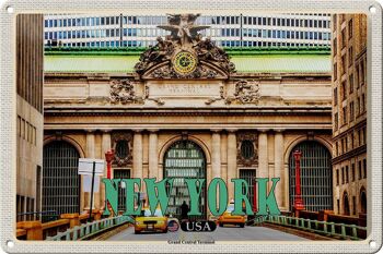 Panneau en étain voyage 30x20cm, New York USA Grand Central Terminal 1