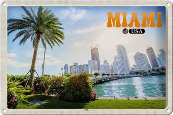 Signe en étain voyage 30x20cm, Miami USA ville mer palmier vacances 1