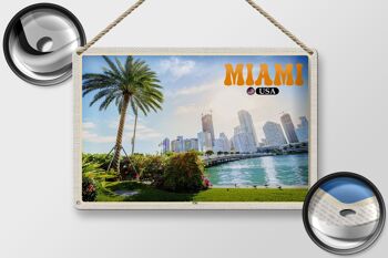 Signe en étain voyage 30x20cm, Miami USA ville mer palmier vacances 2