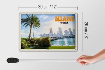 Signe en étain voyage 30x20cm, Miami USA ville mer palmier vacances 4