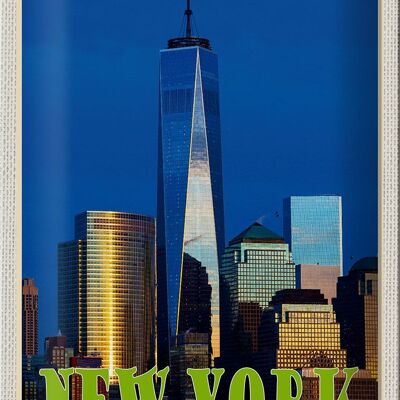 Targa in metallo da viaggio 20x30 cm New York USA One World Trade Center