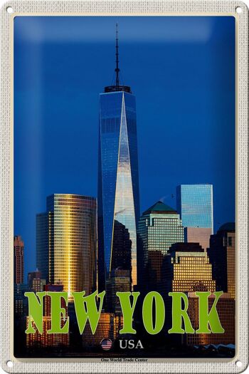 Panneau en étain voyage 20x30cm, New York USA One World Trade Center 1