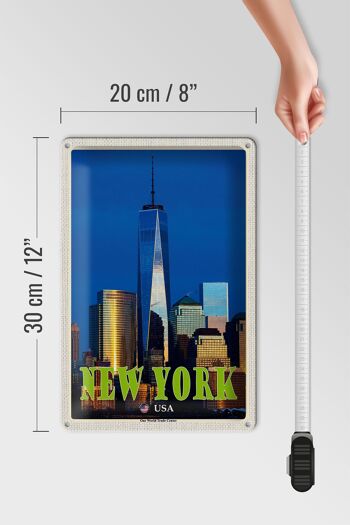Panneau en étain voyage 20x30cm, New York USA One World Trade Center 4