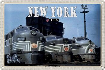 Signe en étain voyage 30x20cm, trains ferroviaires du centre de New York, New York 1