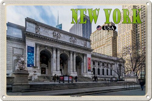 Blechschild Reise 30x20cm New York USA Public Library Bibliothek