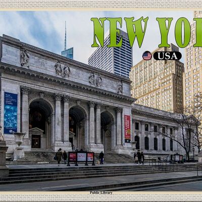 Blechschild Reise 30x20cm New York USA Public Library Bibliothek