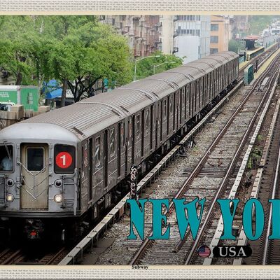 Targa in metallo da viaggio 30x20 cm New York USA Subway Subway in latta