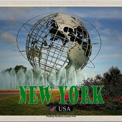 Targa in metallo da viaggio 30x20 cm New York USA Flushing Meadows-Corona Park