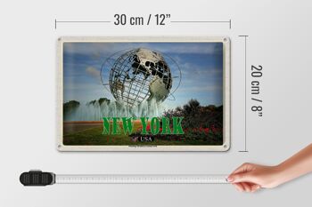 Panneau en étain voyage 30x20cm, New York USA Flushing Meadows-Corona Park 4