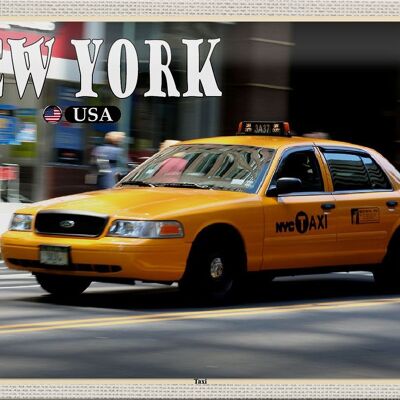 Panneau en étain voyage 30x20cm, rues de taxi de New York USA