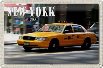 Panneau en étain voyage 30x20cm, rues de taxi de New York USA 1