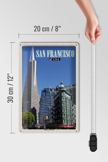 Panneau de voyage en étain, 20x30cm, San Francisco, USA, pyramide Transamerica 4