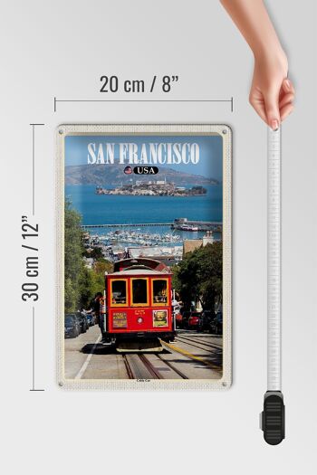 Panneau en étain voyage 20x30cm, téléphérique de San Francisco USA 4