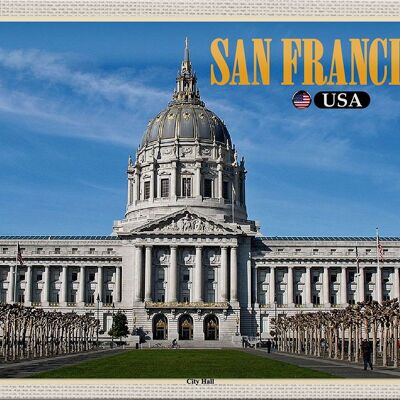 Cartel de chapa de viaje, 30x20cm, Ayuntamiento de San Francisco, EE. UU., Ayuntamiento