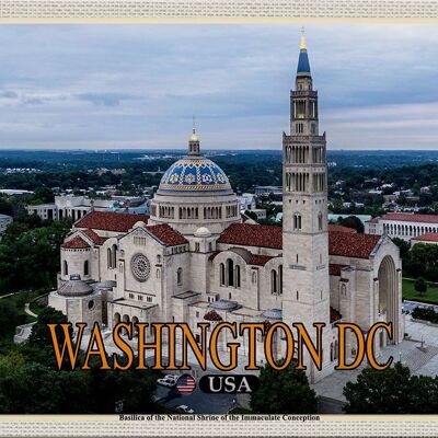 Panneau de voyage en étain, 30x20cm, Washington DC, USA, basilique, sanctuaire National