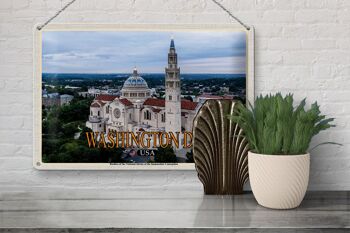Panneau de voyage en étain, 30x20cm, Washington DC, USA, basilique, sanctuaire National 3