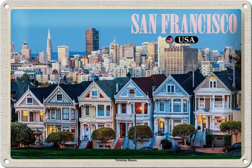 Blechschild Reise 30x20cm San Francisco USA Victorian Houses