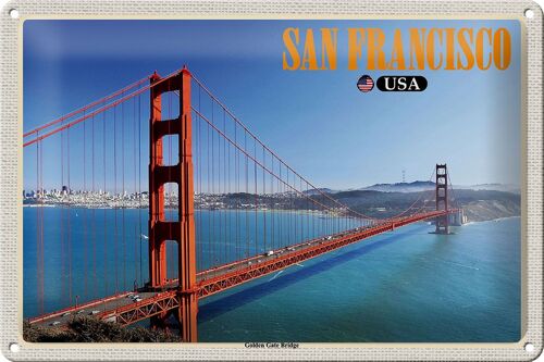 Blechschild Reise 30x20cm San Francisco USA Golden Gate Bridge