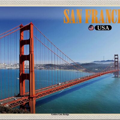 Targa in metallo da viaggio 30x20 cm San Francisco USA Golden Gate Bridge