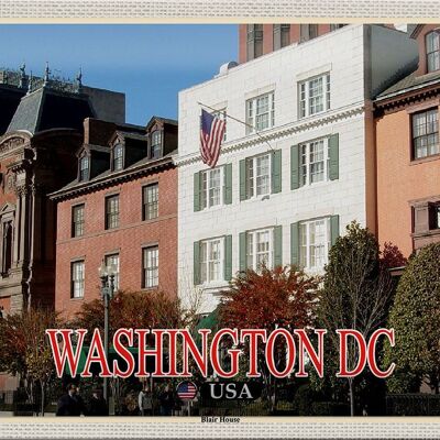 Targa in metallo da viaggio 30x20 cm Washington DC USA Blair House Guesthouse