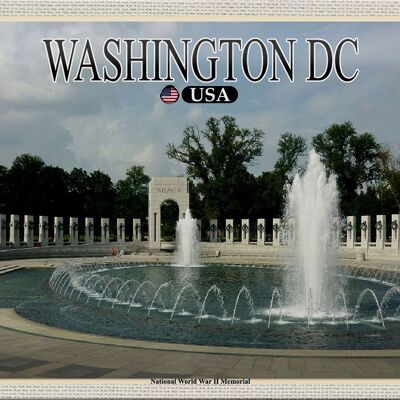Cartel de chapa de viaje, 30x20cm, Washington DC, Estados Unidos, Memorial Nacional de la Segunda Guerra Mundial