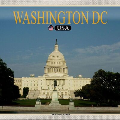Cartel de chapa de viaje 30x20cm Washington DC EE. UU. Capitolio de los Estados Unidos