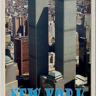Targa in metallo da viaggio 20x30 cm New York USA World Trade Center