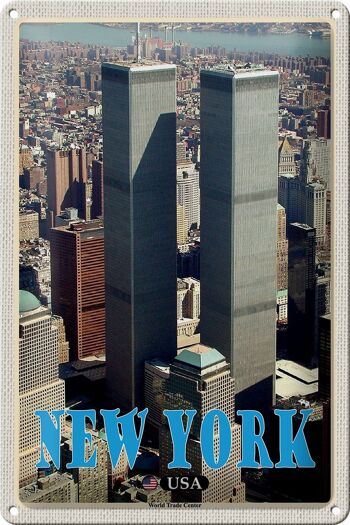 Panneau en étain voyage 20x30cm, New York, USA, World Trade Center 1