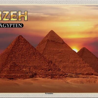 Signe en étain voyage 30x20cm, pyramides de Gizeh, egypte