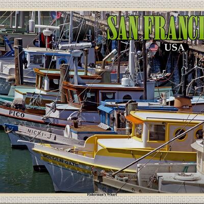 Targa in metallo da viaggio 30x20 cm San Francisco Fisherman's Wharf