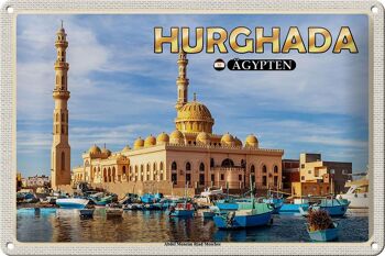 Panneau de voyage en étain, 30x20cm, Hurghada, egypte, mosquée Abdel Moneim Riad 1