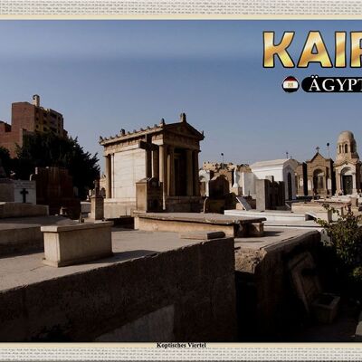 Cartel de chapa de viaje 30x20cm El Cairo Egipto Barrio Copto
