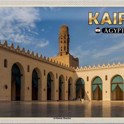 Cartel de chapa de viaje 30x20cm El Cairo Egipto Mezquita Al-Hakim